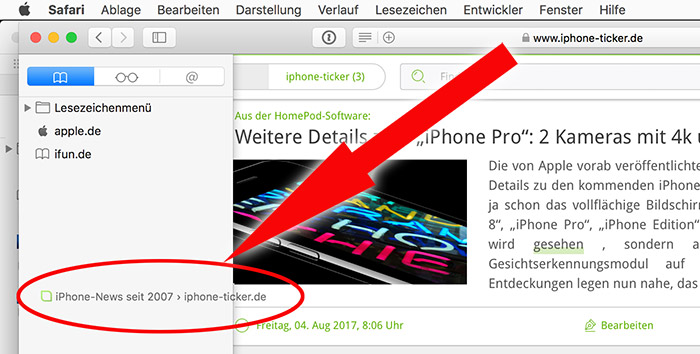 safari lesezeichen von mac auf iphone