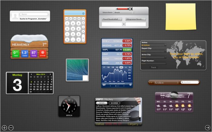 dashboard widgets mac mojave