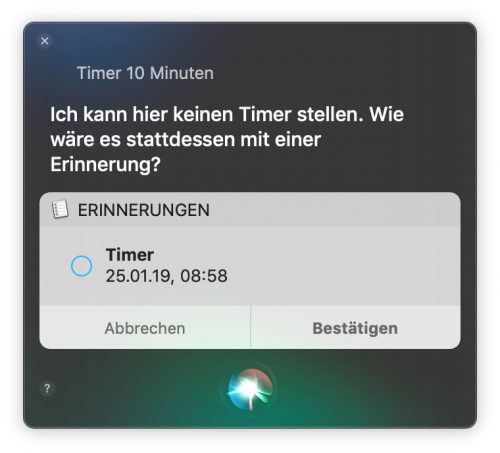 Timer Stellen Siri Mac