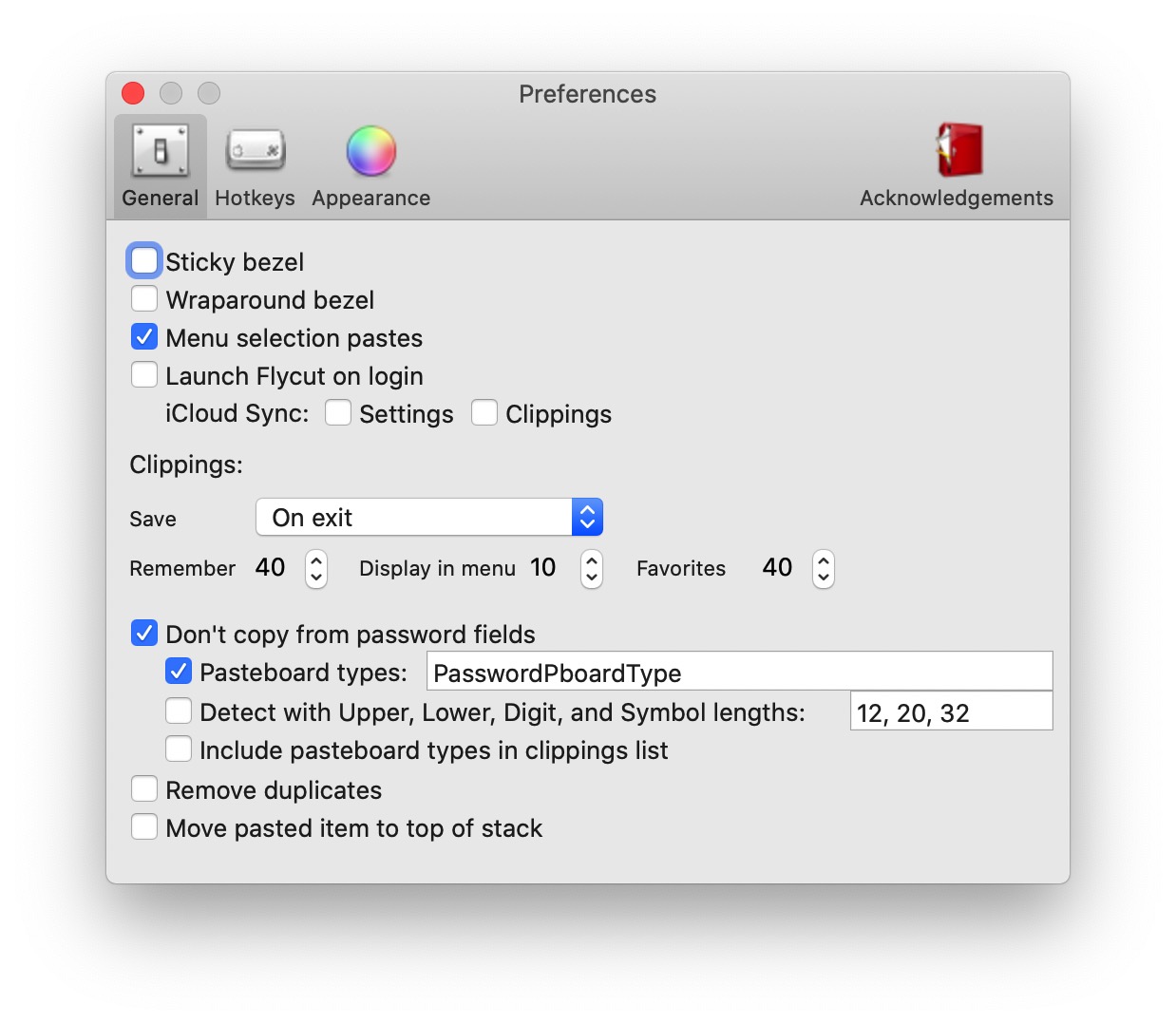 flycut mac system preferences