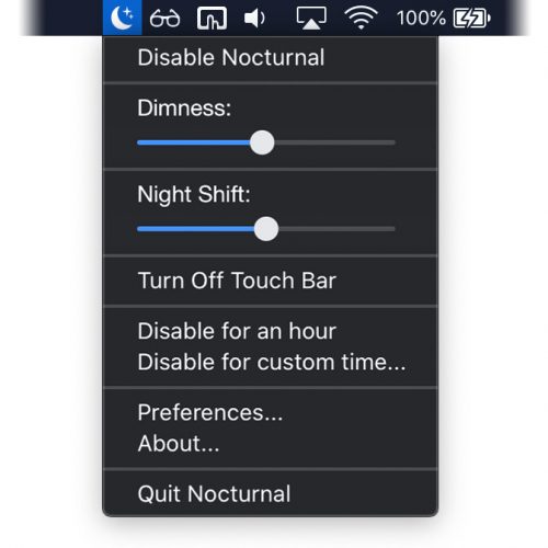 Nocturnal Mac App Einstellungen