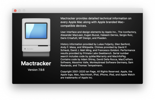 export mactracker database of apple products