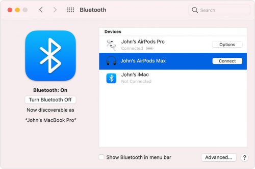 Airpods Max Bluetooth Verbindung