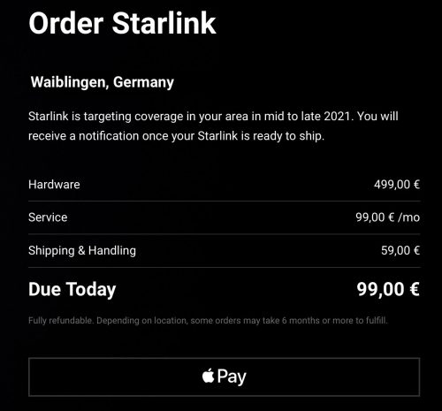 Starlink Order