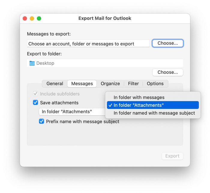 Export Email Outlook