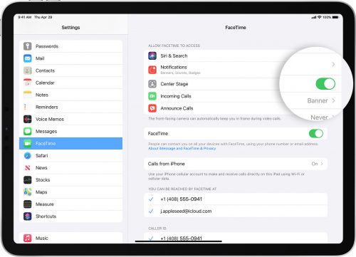 Ios14 Ipad Pro Settings Facetime Center Stage On