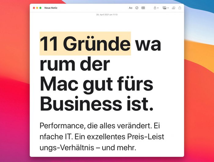 Apple 11 Gruende Mac Business