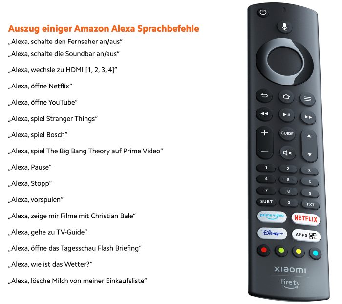 Xiaomie Fire Tv F2 Fernseher Alexa Befehle