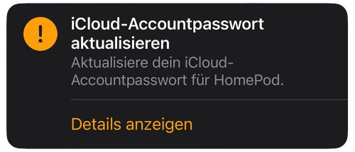 Homepod Icloud Passwort Aktualisieren Fehler