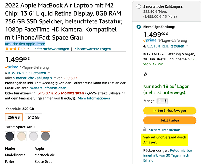 Macbook Air Amazon Auf Lager