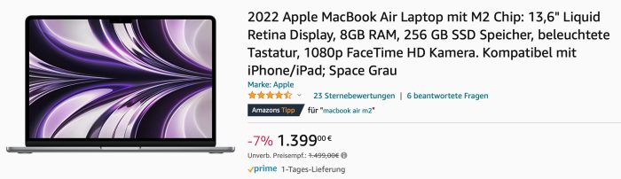 Macbook Air M2 Rabatt