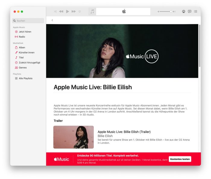 Bllie Eilish Apple Music 1400
