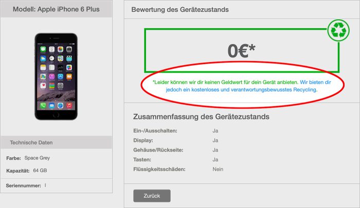 Apple Trade In Recycling Abgelehnt