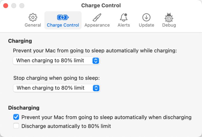 Energiza Preferences Charge Control