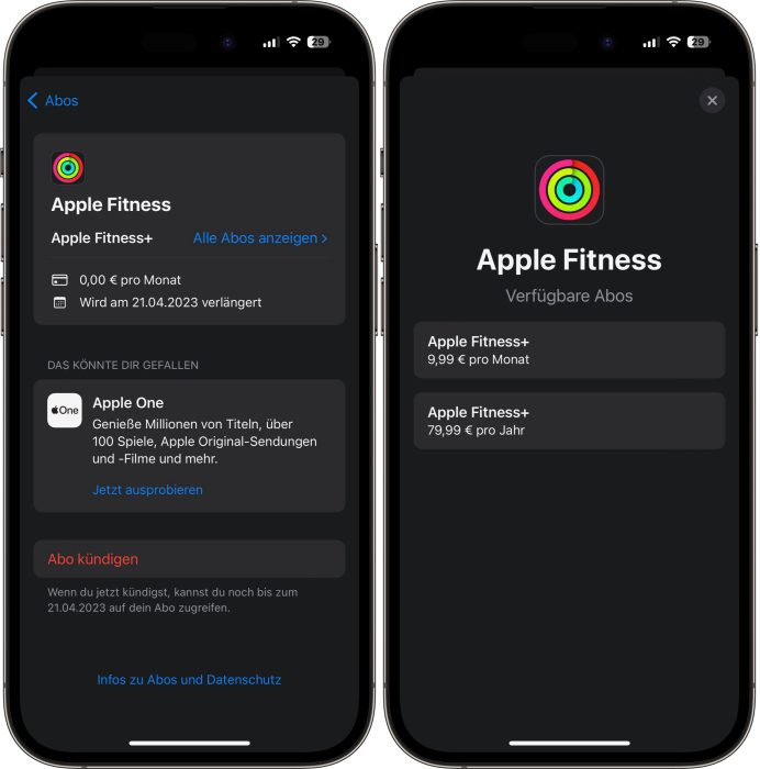 Alle Abos Apple Fitness Plus