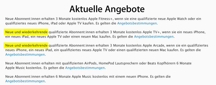Apple Abo Angebote