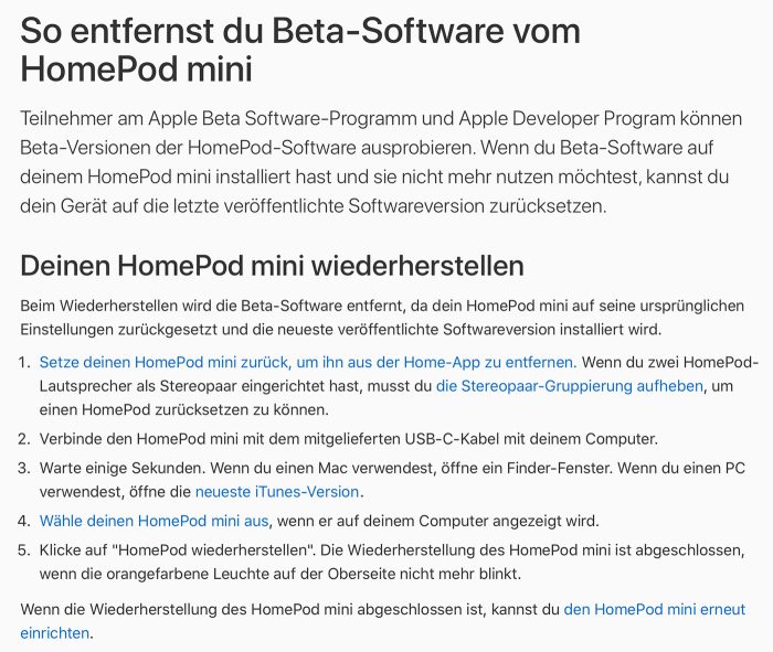 Homepod Beta Entfernen Apple