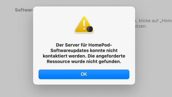 Server Fuer Homepod Updates Konnte Nicht Kontaktiert Werden