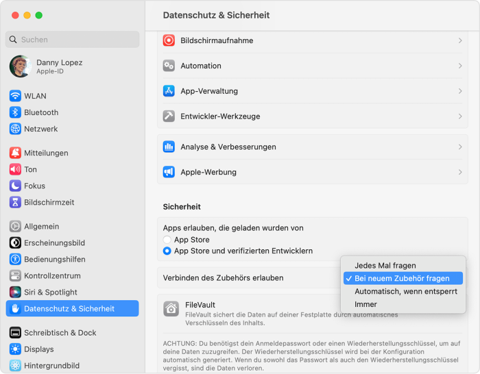 Macos Ventura System Settings Privacy Security Accessories