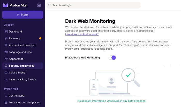 Proton Mail Darknet Monitoring