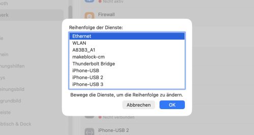 Mac Netzwerk Reihenfolge