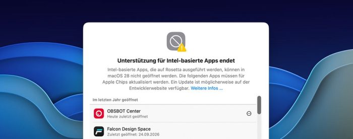 macOS 27: Apple listet Intel-Apps direkt in den Einstellungen